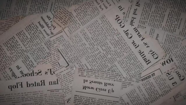 Brown Old Newspaper Fold Texture. Stop Motion Animation. Retro Vintage. Video Background.