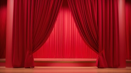 Vibrant red room with curtain and carpet for an instantly bold and inviting space.