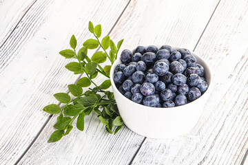 Ripe sweet blueberry in the bowl