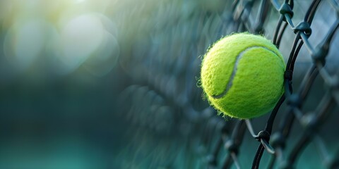 Eye-catching Tennis Ball Nets for Promoting Sports Facilities or Events. Concept Sports Marketing, Tennis Promotions, Eye-catching Displays, Event Branding, Sports Facility Advertisement