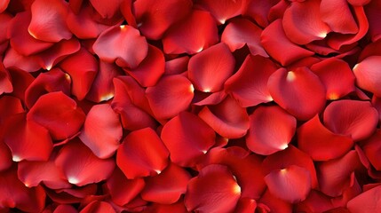 Eyecatching red rose petals create a romantic ambiance in any setting.