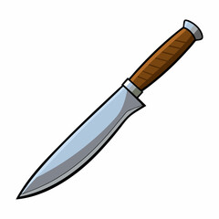 A dagger with a wooden handle is illustrated in a cartoon image