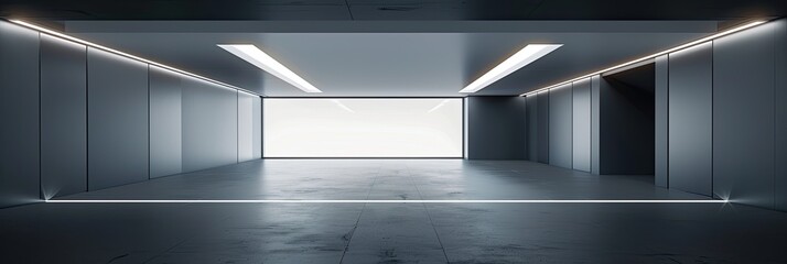 Fototapeta premium Dark concrete empty room interior with light from window