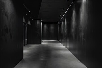 Dark concrete empty room interior with light from window