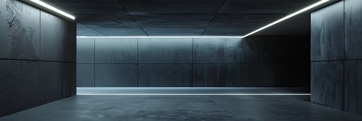 Fototapeta premium Dark concrete empty room interior with light from window