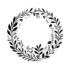 circle round floral frame vector illustration isolated