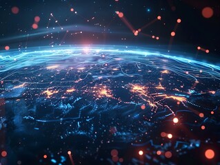 Illuminated Digital Globe Representing Global Network Connectivity and Cyber Technology Exchange