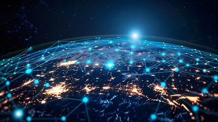 Digital Global Network and Connectivity Concept with Futuristic Cyber Technology Information