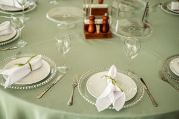 Wedding decor, Wedding table decor, decorated plate close-up