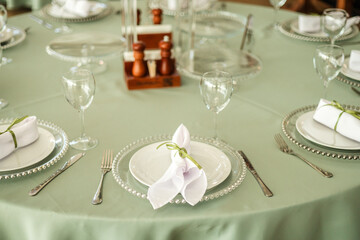 Wedding decor, Wedding table decor, wedding table, decorated plate close-up