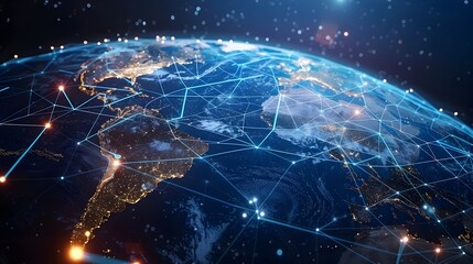 Futuristic Digital Globe Showcasing Global Network Connectivity and Cyber Technology