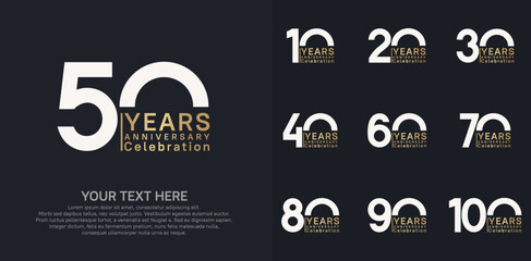 anniversary logotype style with white and golden color can be use for company celebration event