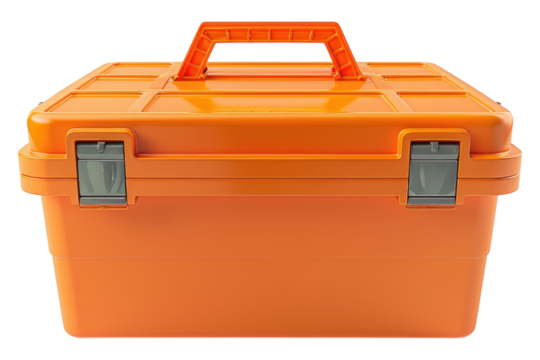 Orange plastic tool box isolated on transparent background - Powered by Adobe