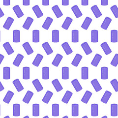 Seamless pattern for packaging and wrapping paper. Lilac lavender candles on a white background. Vector cartoon illustration. Provence. Print for a gift bag. Ornament for fabric and textiles.