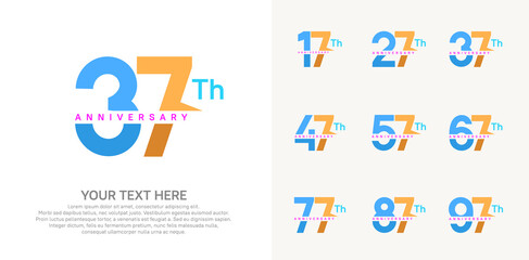 anniversary set logo style with blue and orange color for company celebration moment
