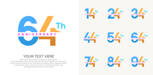 anniversary set logo style with blue and orange color for company celebration moment
