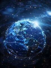 Digital Globe Concept of Global Network and Cyber Connectivity Information Exchange