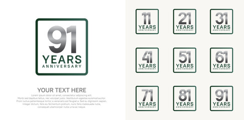 anniversary set logo style with green and silver color for company celebration moment