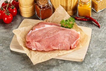 Raw pork schnitzel for cooking