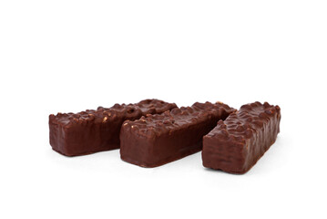 Waffles in chocolate isolated on white background.