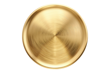 Round gold plate isolated on transparent background