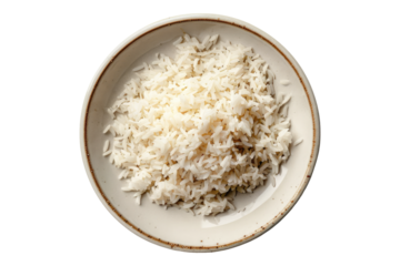 Rice in a plate isolated on transparent background