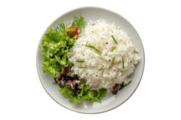 Rice in a plate isolated on transparent background