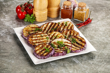 Grilled eggplant slices with cilantro