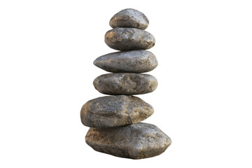 Stack of zen stone isolated on transparent background