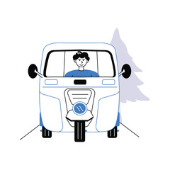 Auto rickshaw ride vector illustration in modern style