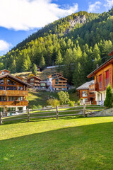 Houses in Zermatt alpine village, Switzerland