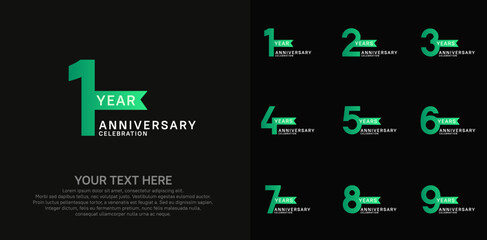 anniversary set logo style with green color in square for company celebration moment