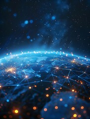 Futuristic Digital Globe Representing Global Network Connectivity and High Speed Data Transfer