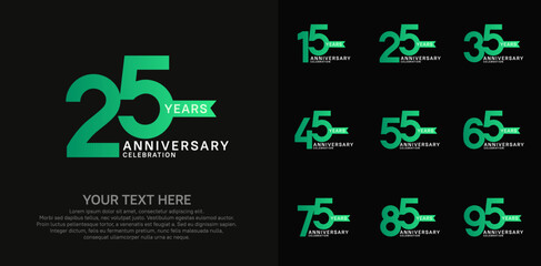 anniversary set logo style with green color in square for company celebration moment