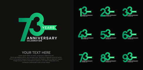 anniversary set logo style with green color in square for company celebration moment