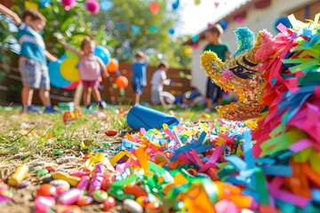 Colorful and festive street festival with children in costumes, perfect for cultural and holiday