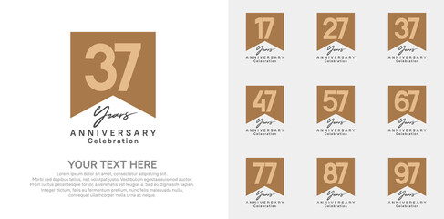 anniversary logotype set, brown color can be use for celebration