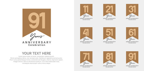 anniversary logotype set, brown color can be use for celebration