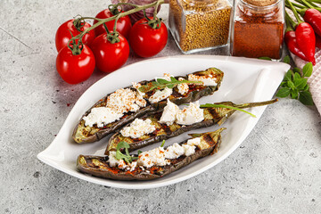Grilled eggplant with feta cheese