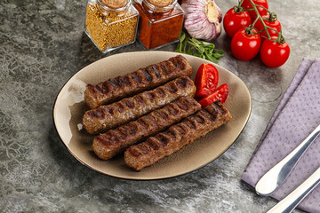 Grilled beef kebab minced meat