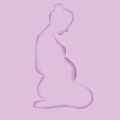 Paper cut style. pregnancy, pregnant, female, woman, mother, maternity, belly, expecting Origami silhouette. Craft paper cut art illustration.