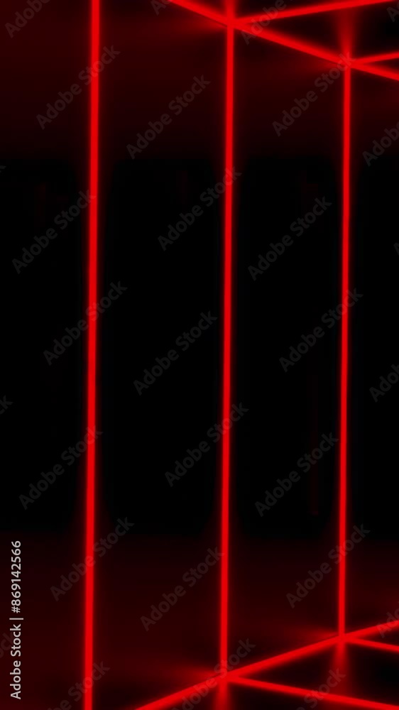 Poster moving tunnel with neon lines. design. geometric tunnel with smooth lines in virtual space. striped 