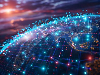 Futuristic Digital Globe with High Speed Global Network Connectivity and Data Exchange