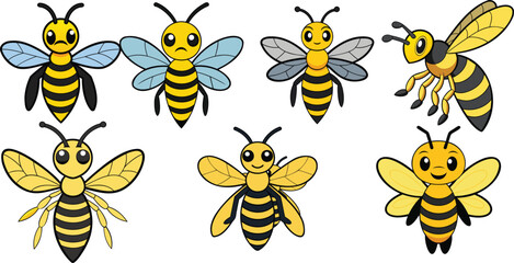 Wasps flat design ,animal vector design