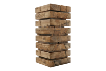 Wooden block tower isolated on transparent background