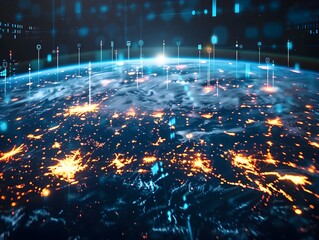 Fototapeta premium Digital Global Network and Connectivity Concept with High Speed Data Transfer and International