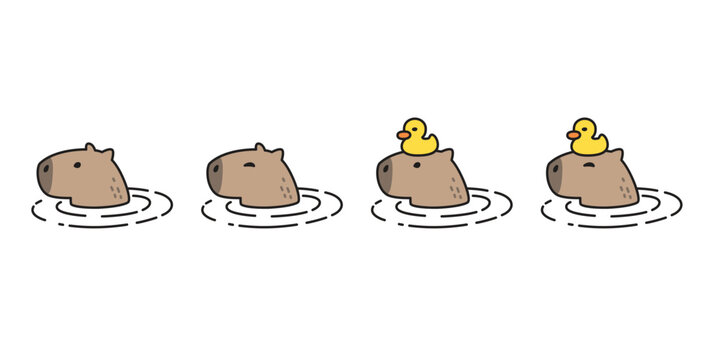 Fototapeta capybara icon vector shower duck rubber pet cartoon character logo symbol illustration isolated clip art design