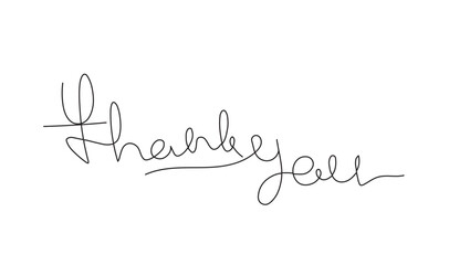 hand drawn Thank you. one line lettering isolated on white background. Usable for greeting cards, poster, banners, gifts