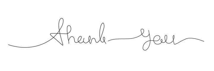 hand drawn Thank you. one line lettering isolated on white background. Usable for greeting cards, poster, banners, gifts
