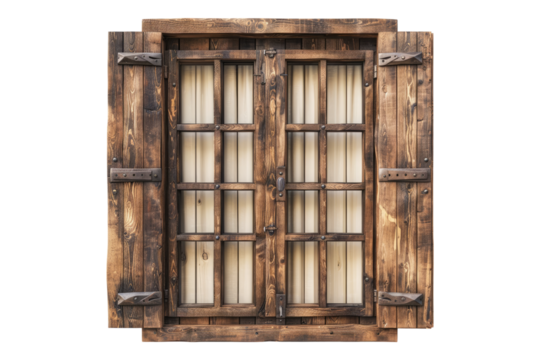 Wooden window isolated on transparent background